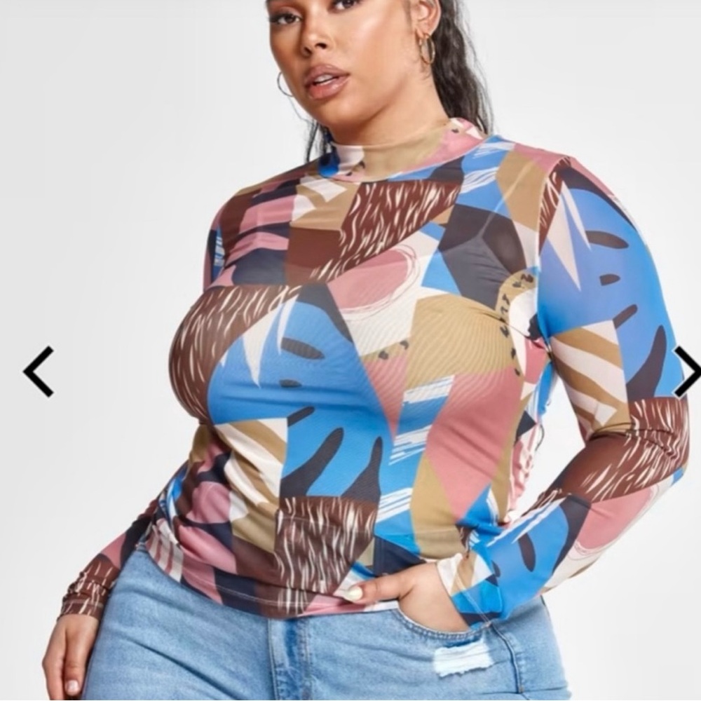 Fashion to Figure Geo Print Mesh Top